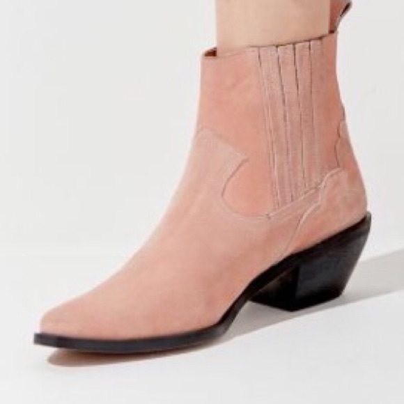 Urban Outfitters Shoes - Urban outfitters pink suede Tina western bootie